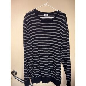 Men's Old Navy Cotton Stripe Sweater XL Dark Blue With Gray Stripes